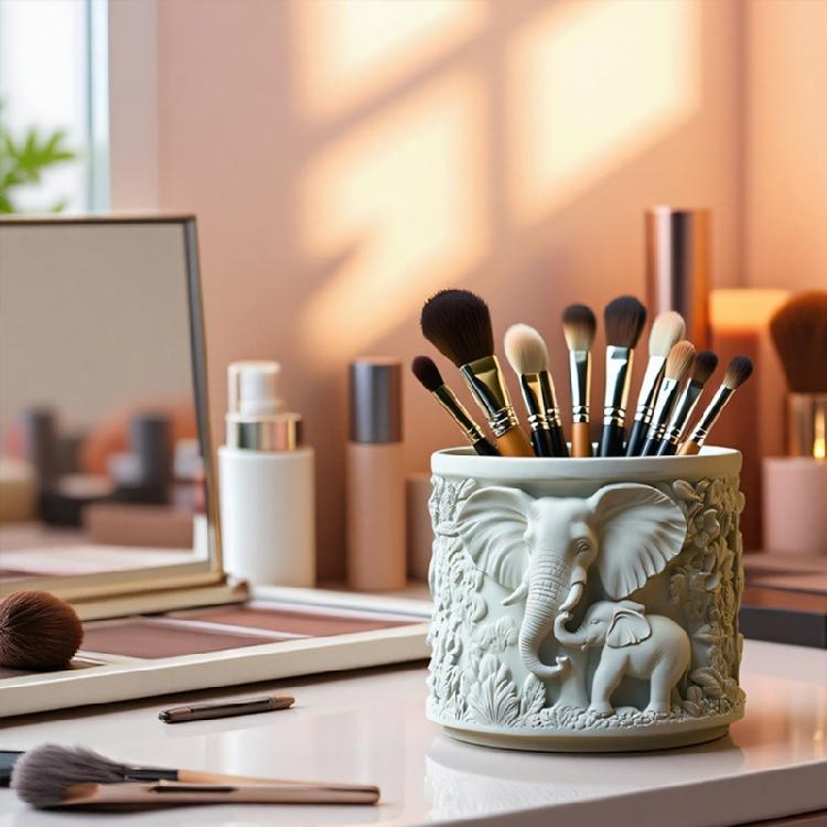 Reusable Silicone Mold with Elephant Relief Design for Resin Casting Cement Crafts and Decorative Succulent Plant Pots