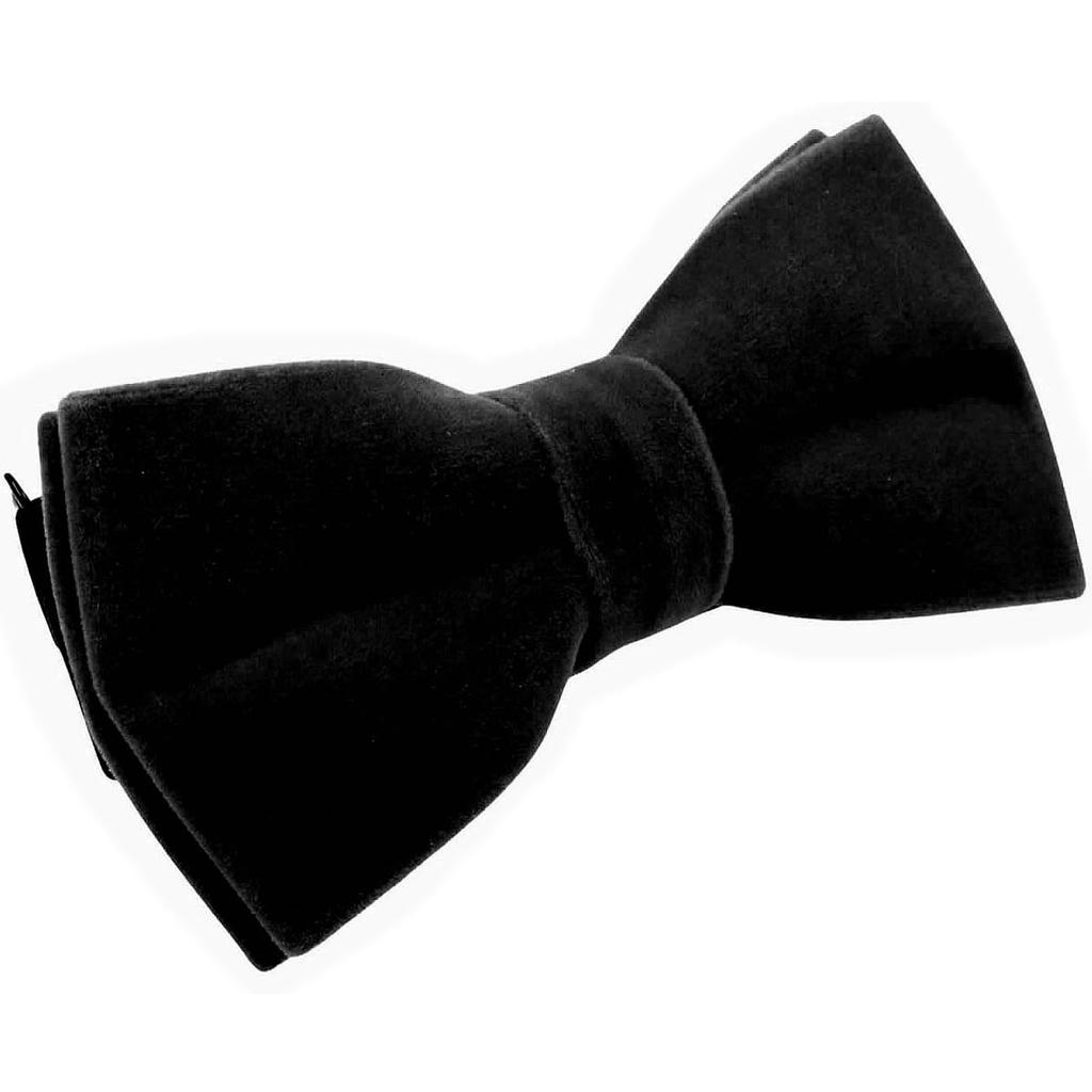 [Bowties.jp] Velour Solid Color Bow Tie - Black, Navy, Green, Purple, Brown, Dark Red, Red (Black)