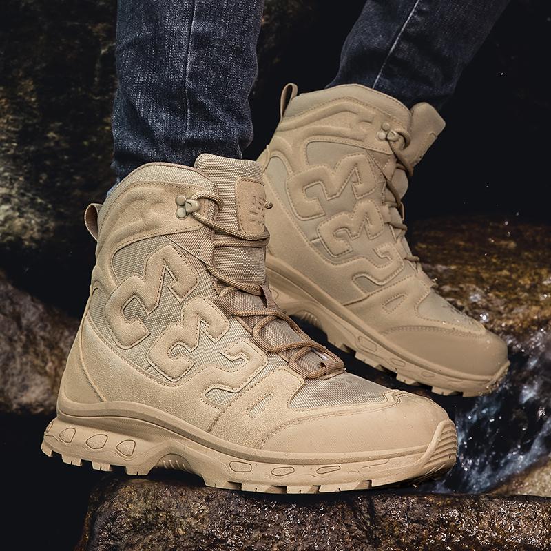 Men's High-Top Outdoor Boots Autumn Winter New Style Climbing Mountain Off-Road Tactical Boots Comfortable Shoes