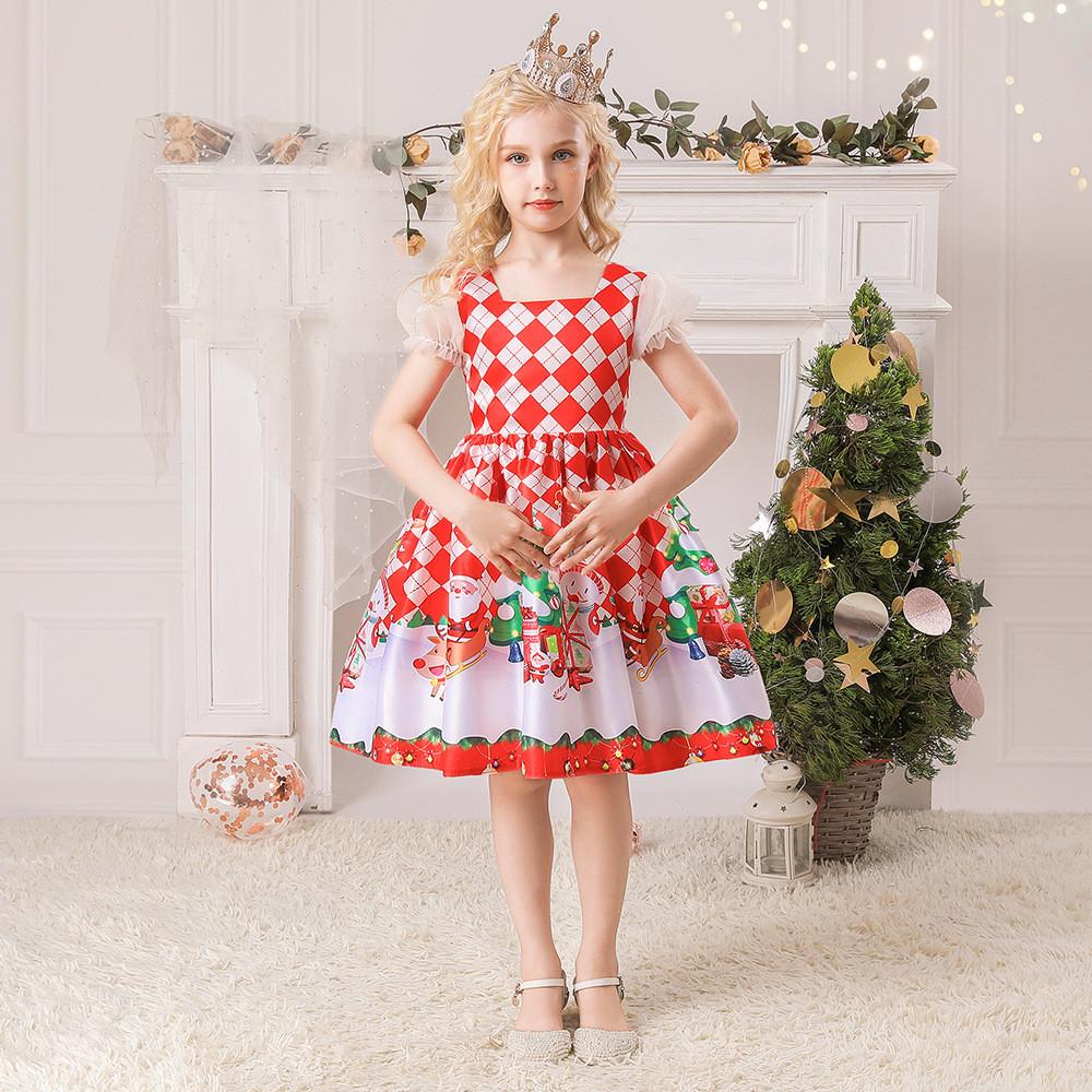 Kids Girls Santa Claus Xmas Snowman Princess Dress Children Christmas New Year Cosplay Costumes Kindergarten Performance Role Play Outfit