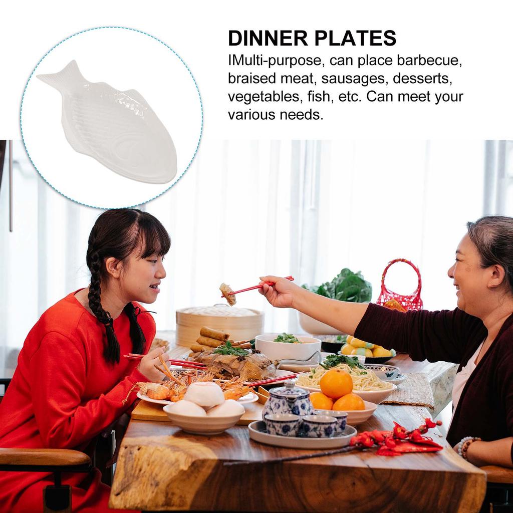 13 Inch Dark Green Creative Ceramic Fish Shaped Dish Snack Storage Party Serving Tray for Home Restaurant Wedding Decorative