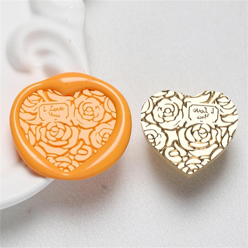 Heart Series Sealing Wax Stamp Head Heart Shaped Wax Seal Stamp for Envelopes Wedding Invitation Decorations Brass