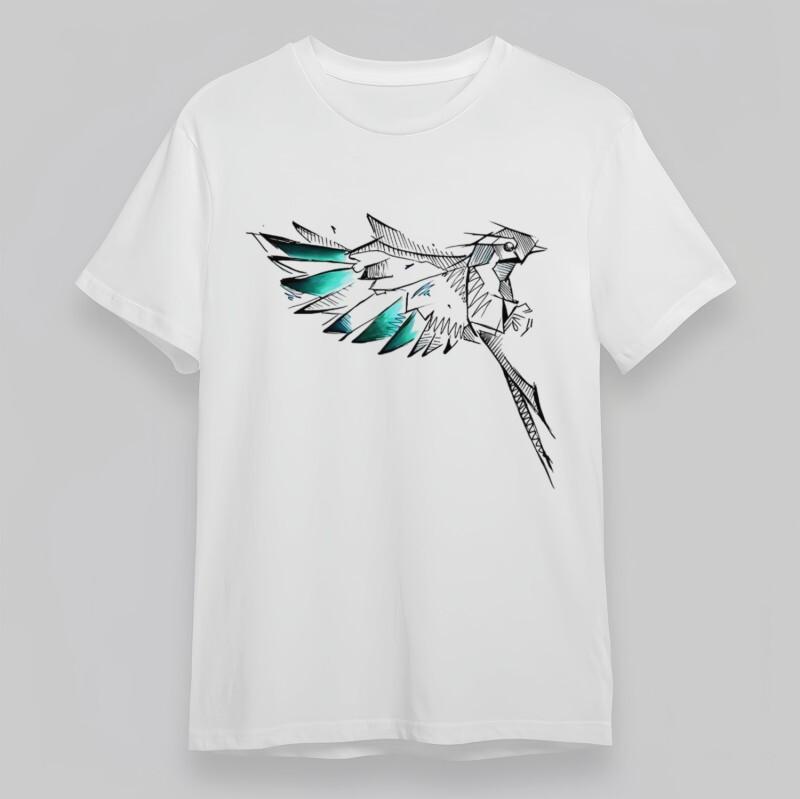 

Women s Plus Size Classic T-Shirt Abstract Blue Green Avian Collage Art Tee USA 4XL