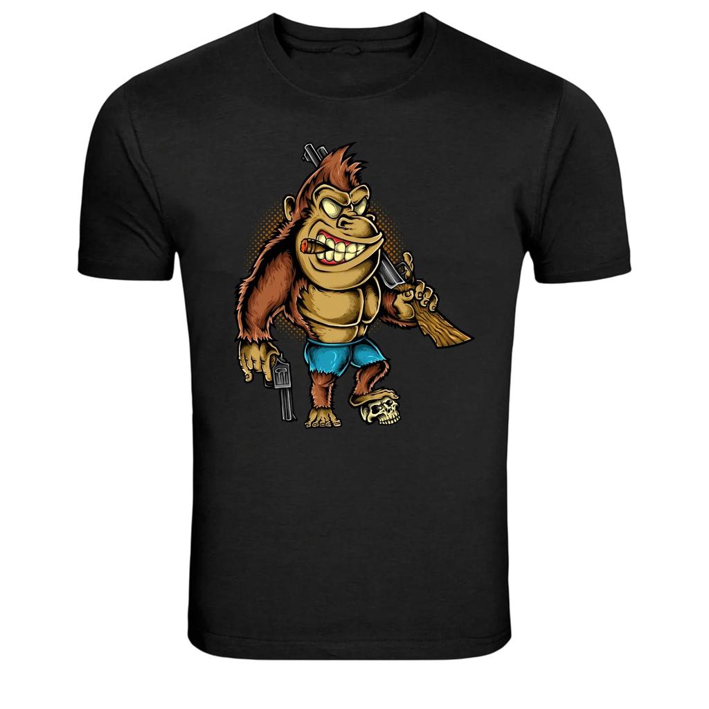 Gangster Gorilla With Guns Cartoon Graphic T-Shirt