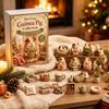 Retro Pastorale Stil Dekorations-Weihnachts-Adventskalender mit 24 Meerschweinchen, Gartenthema Niedliches Geschenk für Meerschweinchen-Liebhaber Tierfiguren, Dekorativ