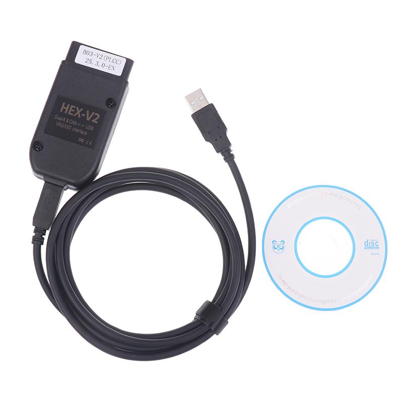 Hex V2 Cable Vcds Interface 24.7 Atmega162 5054 Usb Interface For Multi-Brand Cars Detector Supports English