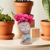 Face Planter Pot Head Coffee Girl Flower Pot Indoor Head Planter With Closed Eyes Resin Material Drainage Hole