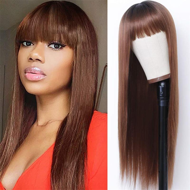 European Women's Fashion Colorful Long Straight Synthetic Wig for Cosplay