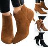 Womens Pointed Toe Kitten Low Heel Ankle Booties Winter Zipper Boots Size Shoes