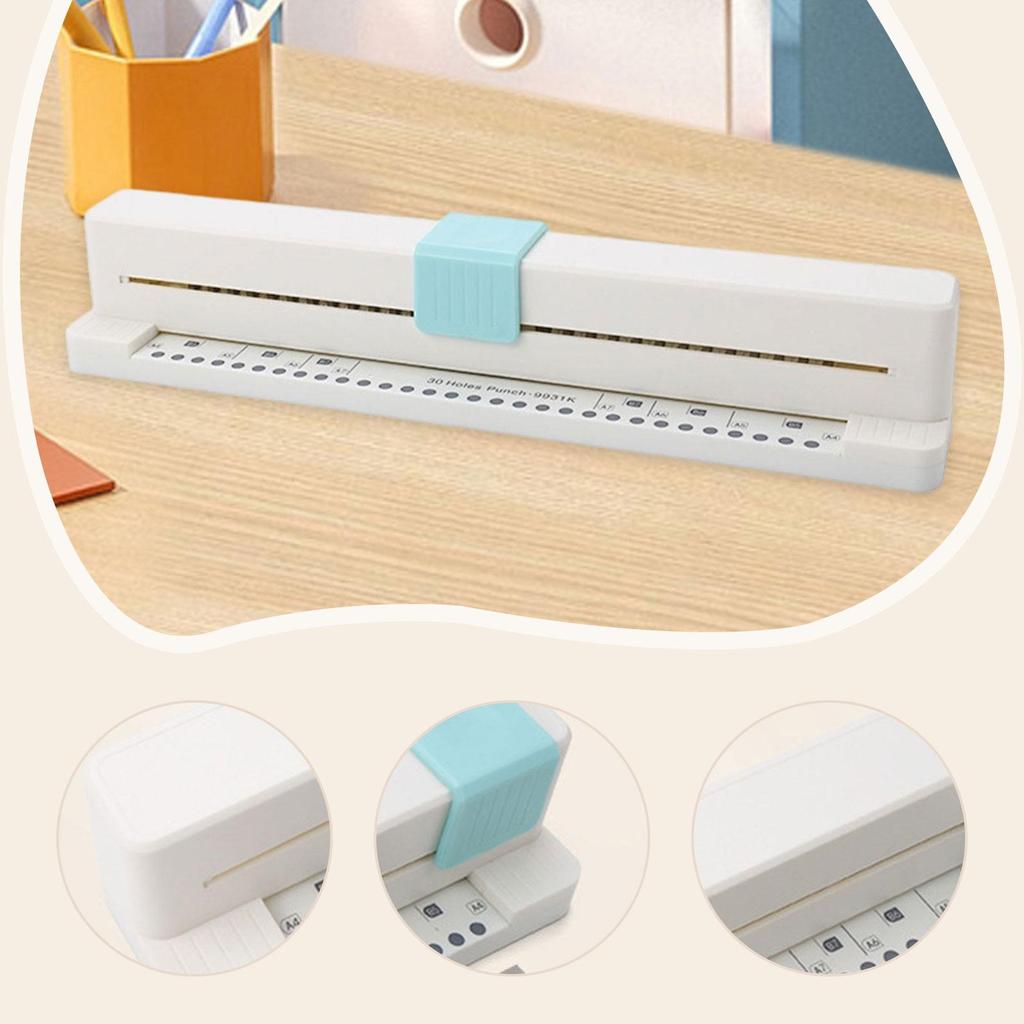 30 Hole Puncher 3 Sheets Capacity Non Slip Base Easy to Use A4 Paper Hand Pushed for DIY