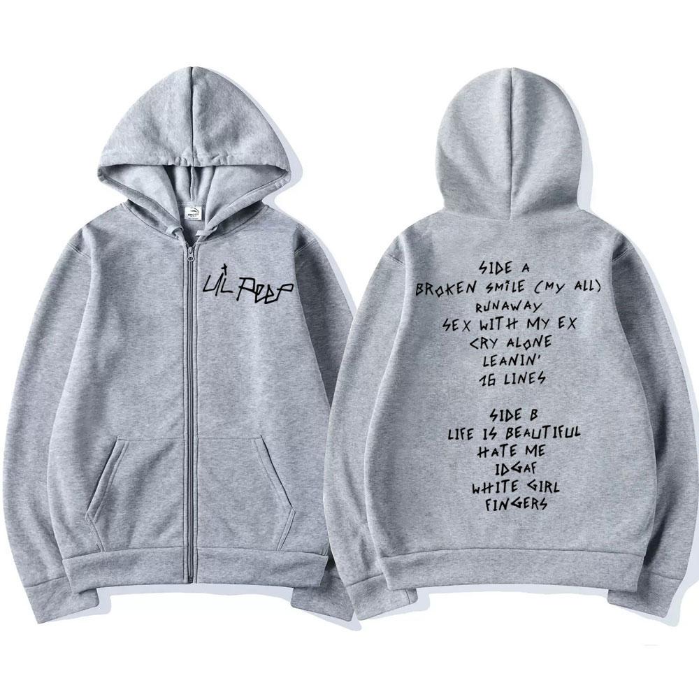 Hanorace cu fermoar cu imprimeu turneu rapper Lil Peep pentru bărbați și femei, hanorace cu fermoar de modă trendy, hanorace hip hop vintage supradimensionate cu fermoar