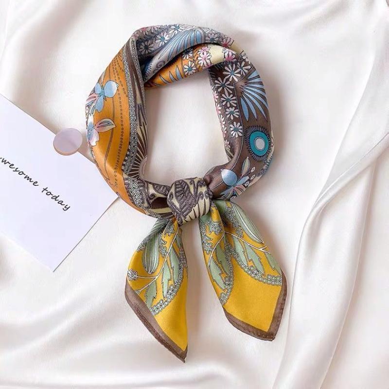New Fashion Print Silk Square Scarf Women Soft Satin Hairband Neckerchief Tie Female Headband Foulard Bag Ribbon Gift