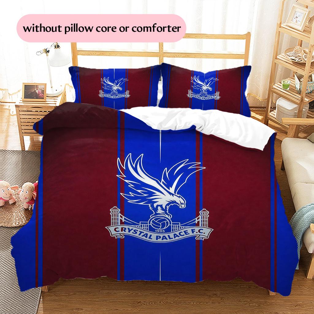 Crystal Palace F.C Pattern Bedding Quilt Set Home Decoration Gift (1 * duvet cover + 2 * pillowcase without core).xwn