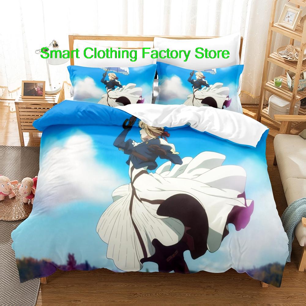 Comforter Single Twin Full Queen King Size Bed Set Teenagers Bedroom s Fashion Bed Violet Evergarden Bedding Set