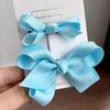 Girls' Multi-Color Flower Bow Hair Clip Set with Ribbed Band