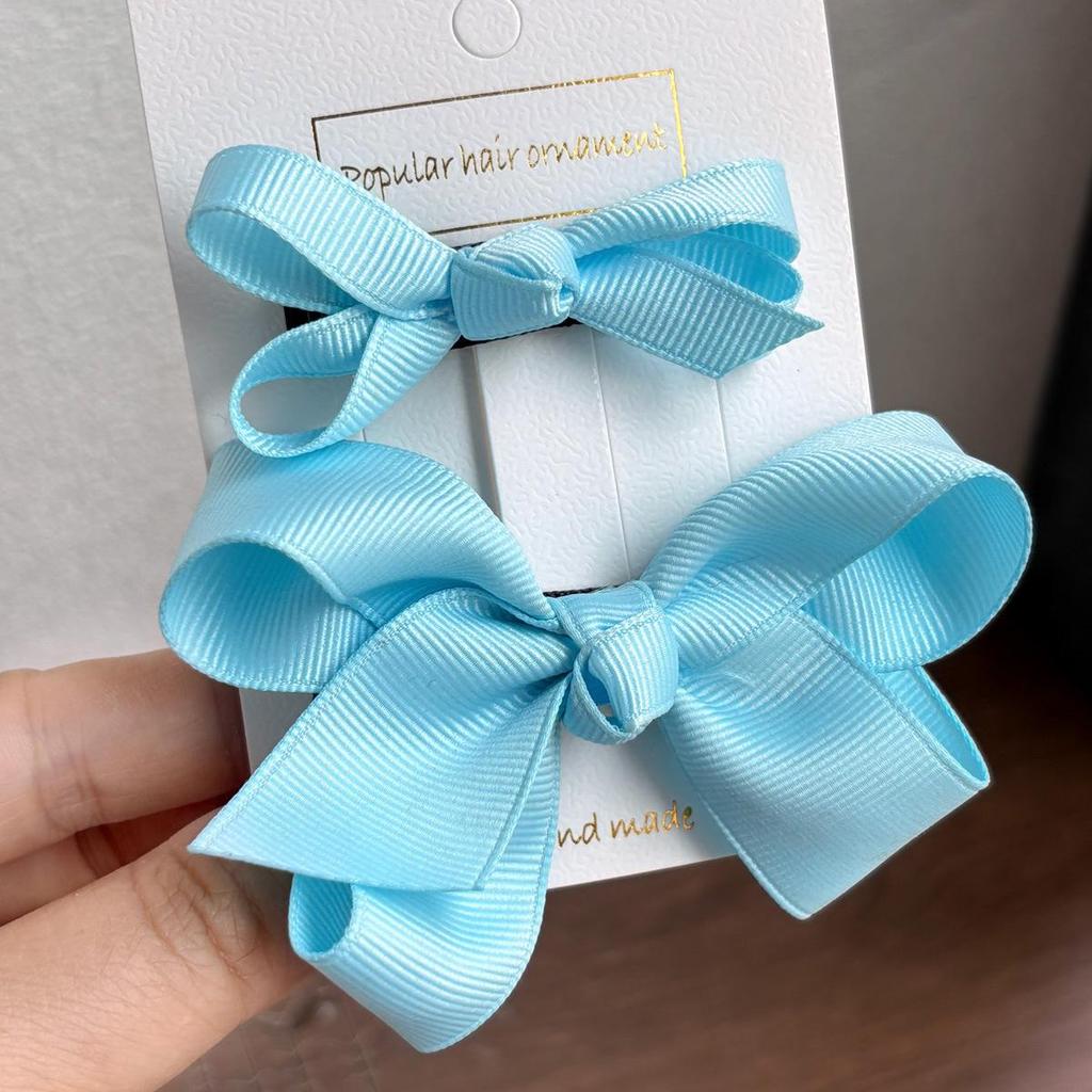 Girls' Multi-Color Flower Bow Hair Clip Set with Ribbed Band