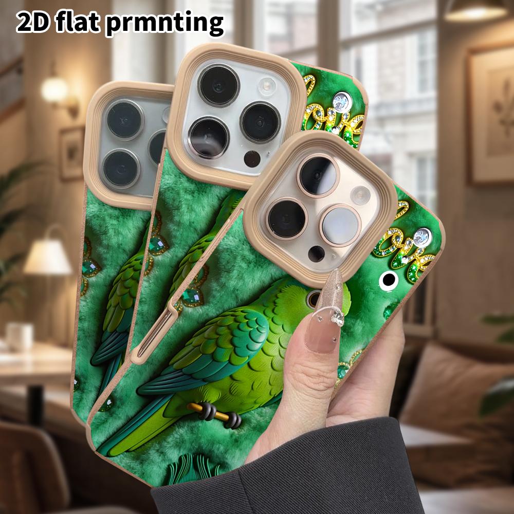 Phone Case: Lambskin 2D Flat Samsung Galaxy A34 A35 M05 M06 S20 S22 S21 FE Plus 5G Protective Case, Green Parrot, Christmas and Halloween Gift