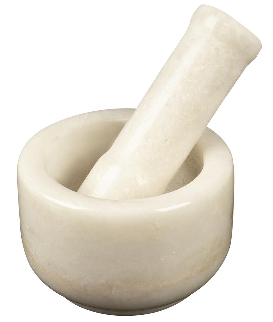 Pilon de mortier de marbre de cru, mortier et pilon blancs lourds de pierre, broyeur de pierre d'herbe, bol de médecine, affichage de pharmacie - France