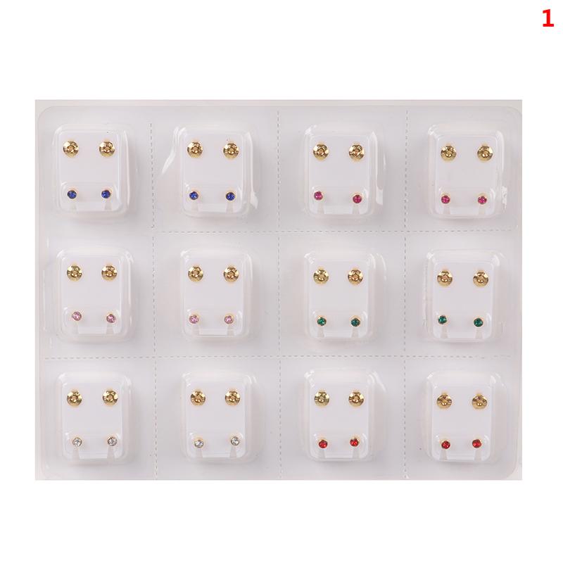 24Pcs Medical Earrings Piercing Tool Ear Stud Surgical Steel Earrings Women