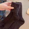 Solid Color Brushed Wool Socks For Women In Winter Thickened And Warm Mid-Leg Socks Are Trendy And Versatile, Wear Stockings Outside