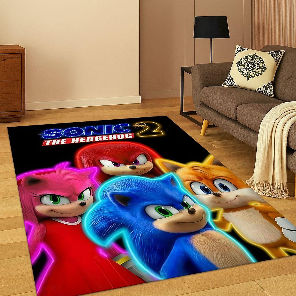 3D S-Sonic Cartoon Game Carpet Rug for Bedroom Living Room Sofa Doormat Home Decor,Kids Play Area Rug Non-slip Christmas Gift