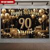2D Personalisierte 90. Geburtstag Kulisse, Schwarz Gold Feier Fotografie Hintergrund