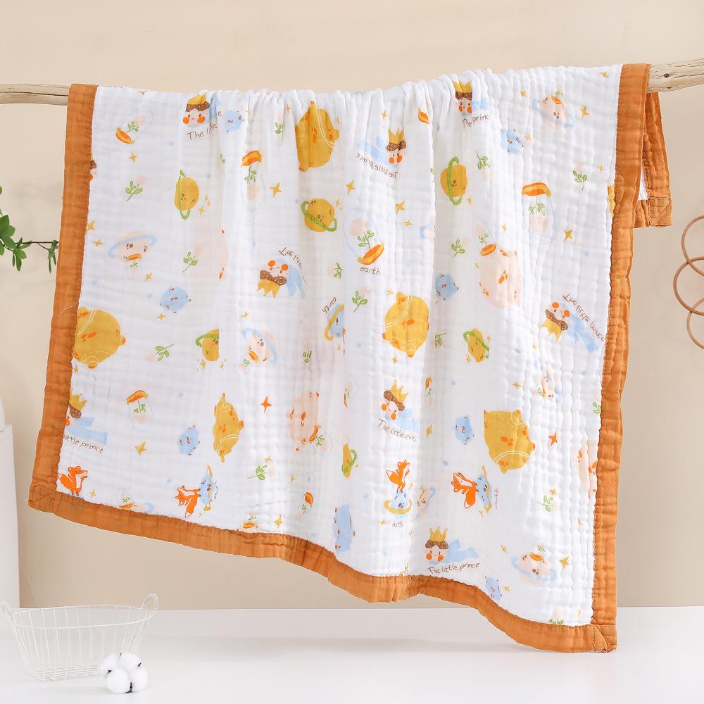 Pătură personalizabilă cu șase straturi din bumbac seersucker pentru copii și prosop pentru bebeluș - Moale, absorbant și pătură cu margine lată