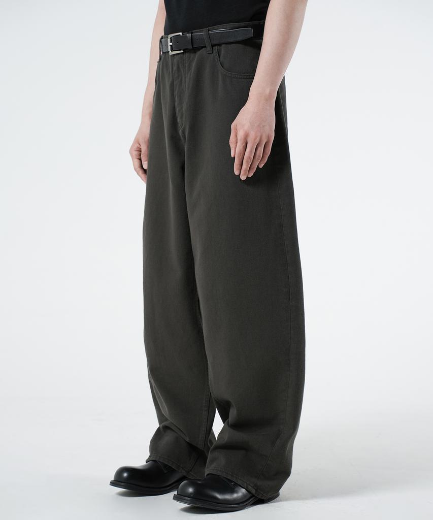 Beulaendideu Wide Curved Cotton Pants [Charcoal]