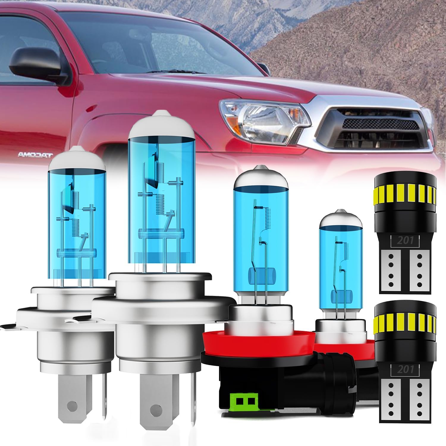 

Headlight Bulbs License Plate Lights Fit For Toyota Tacoma 2005-2011, 9003 High Low Beam + 9145 Fog Lights Halogen Light Bulb + License Plate Lights, Compatible With Toyota Ta