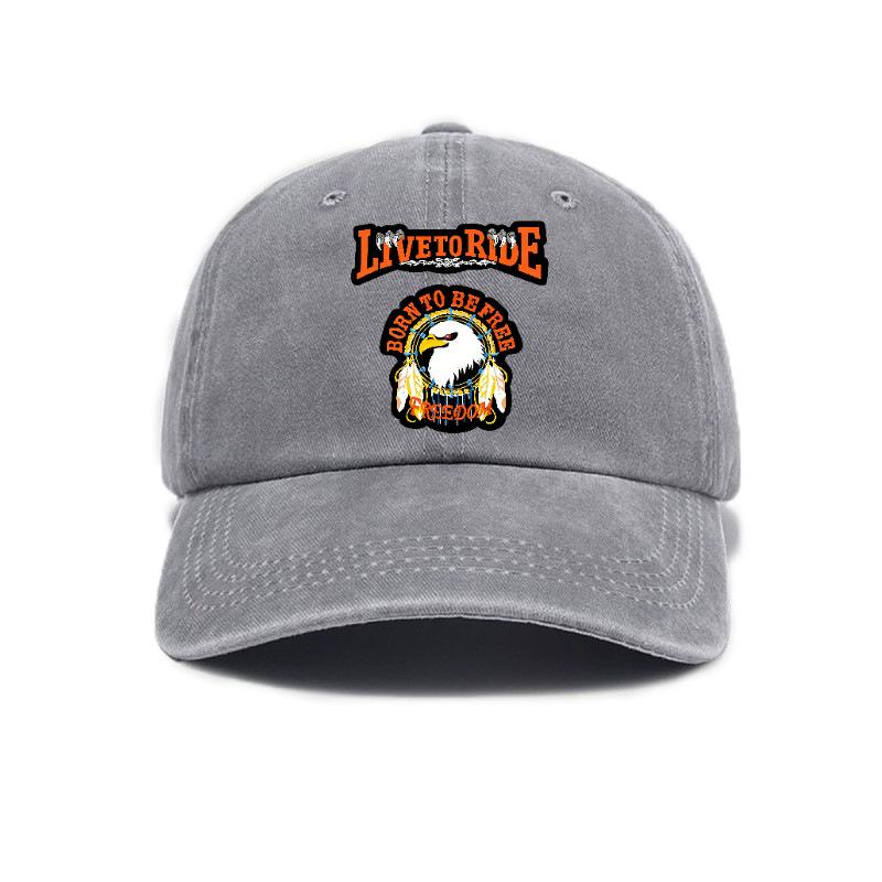 Cycling print washed distressed soft top sun visor baseball cap unisex baseball cap серый