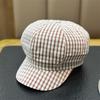 Spring Summer Vintage Stripe Octagonal Beret Hat Women Newsboy Cap Wide Brim Casual All-match Thin Sweet Hat