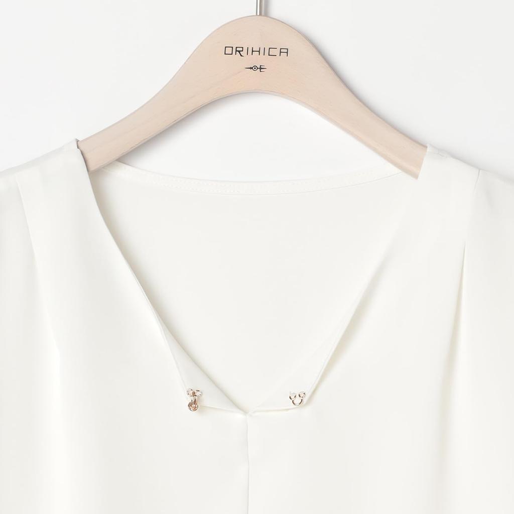 Selectable Beautiful for the for for Beige [ORIHIKA] Short-sleeved Blouse, Cut-and-sew, Pretty, Design, Blouse, Washable, Office, Commuting, Women,