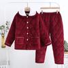 Coral Velvet Three-layer Quilted Jacket Pajamas Women's Autumn and Winter Thickened with Velvet Warm Winter Flannel Home Wear