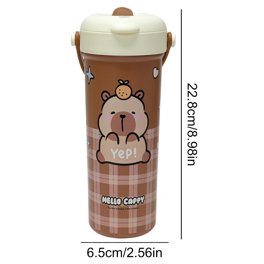 Leak-Proof Durable Water Bottle Cute Capybara Water Cup Stainless Steel Vacuum Insulated Bottle Kapibara Tumbler School Mug Gift