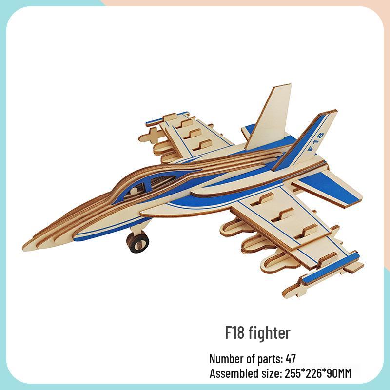 Children's Handmade Wooden Airliner Model 3D Puzzle Educational Toy