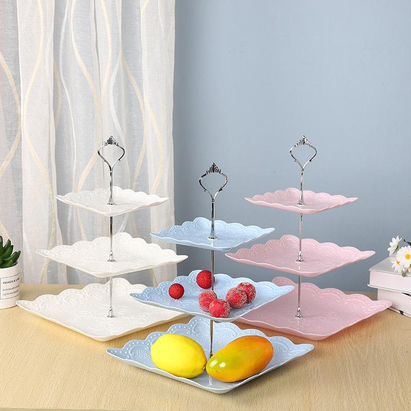 Cake Stand European Style 3 Tier Pastry Cupcake Fruit Plate Serving Dessert Holder Creative Multi-layer Plastic Fruit Plate