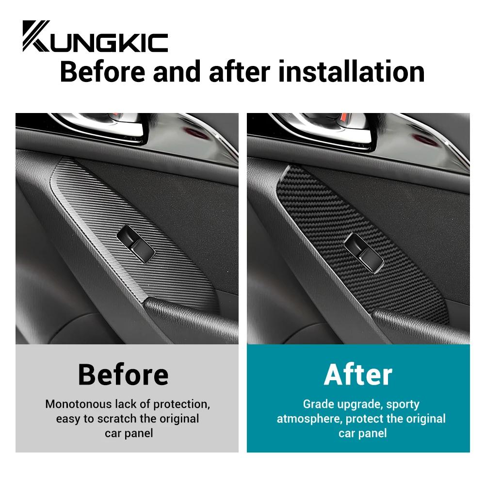 LHD RHD Real Soft Carbon Fiber Sticker For Mazda 3 Axela 2014 2015 2016 2017 2018 Car Window Lift Button Panel Trim Accessories