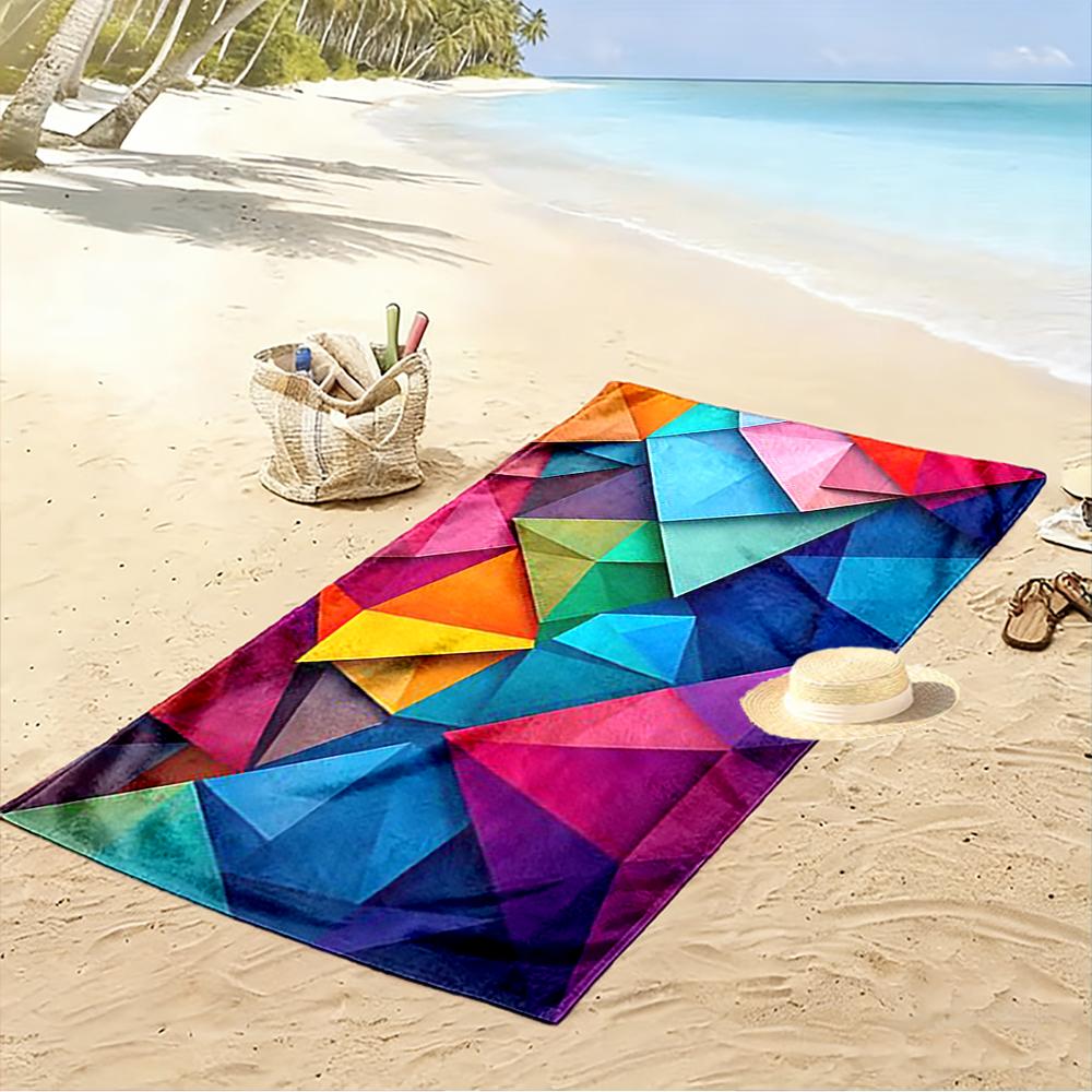 Colorful Geometric Pattern Towel Beach Towel Quick-drying for Travel Outdoor Sports Jogging Beach and Swimming