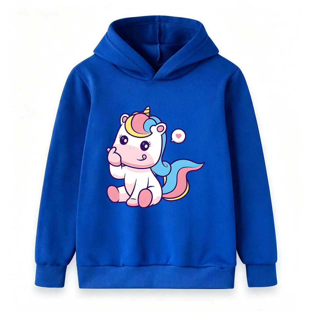 Cute Cartoon Unicorn Print Kids Hoodies, Boys Girls Casual Long Sleeve Pullover Sweatshirt, Soft Cozy Lightweight Top for Daily Wear and Birthday Gift