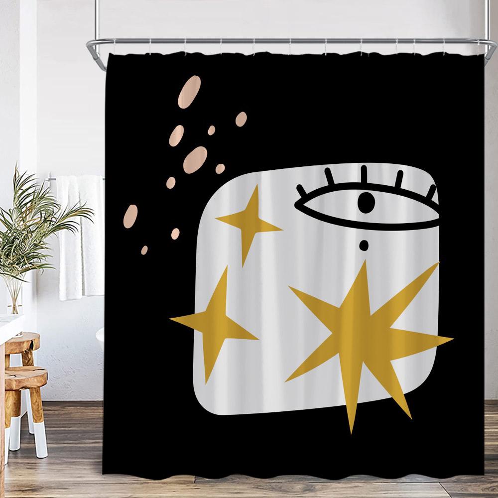 Abstract Geometric Shower Curtain Mid Century Flower Leaf Nordic Minimalist Bathroom Decor Modern Polyester Bathtub Curtain