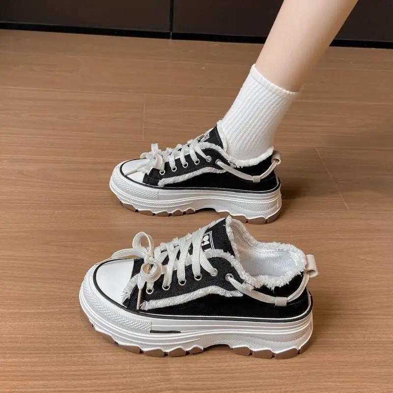 Fashion Round Toe Lace Up Shoes for Women Light Y2k Fashion Comfortable and Elegant Vulcanized Shoe Trends 2025 Korean 39 Woman Footwear