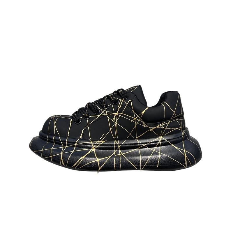 Fashion Versatile Men's Platform Vulcanized Shoes Luxury Brand Damping Wear-resistant Sneakers Anti Slip Increased Casual Walking Shoes