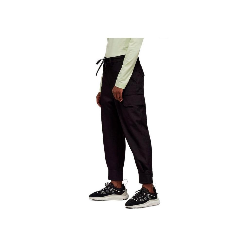 Y-3 Solid Color Drawstring Side Pocket Flap Button Cuff Cargo Pants Men pants Black HG8665