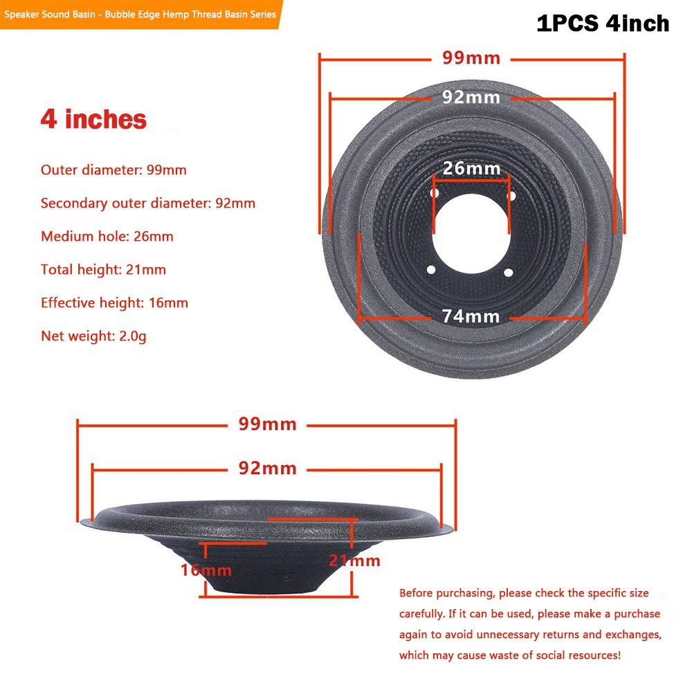 1Pcs 4/5/6.5/8/10/12inch Speaker Woofer Paper Cone  for Home Theater Studio DIY System 1pcs 4inch