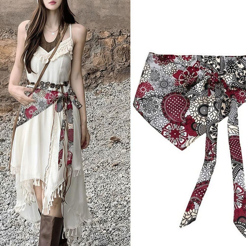 Ethnic Style Triangular Scarf Multicolor Belt Fashion Waist Seal  Women