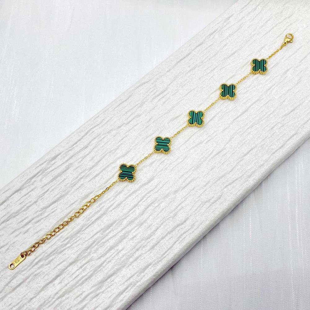 13mm Non-Fading Stainless Steel Four-Leaf Clover Bracelet for Women - Fresh Style