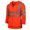 Fleece-lined Outdoor Sanitation Workwear Men's High Visibility Reflective Strip Zipper Hooded Sweatshirts