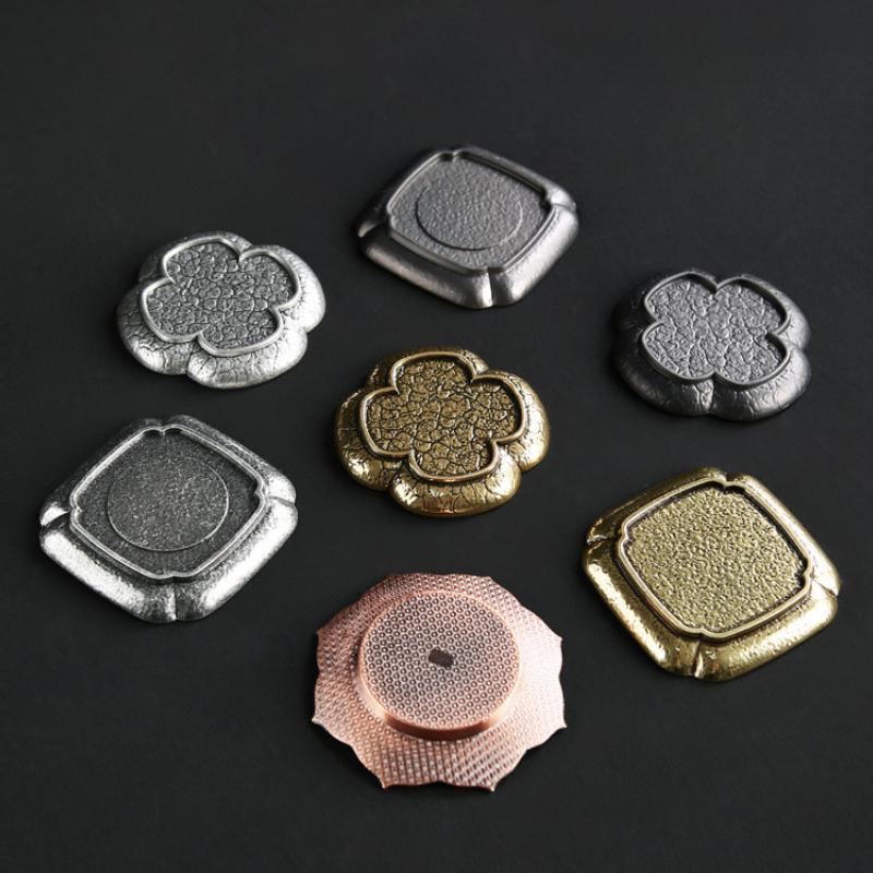 Japanese Antique Copper Coasters Retro Heat Insulation Cup Holder Mat Pad Chinese Kung Fu Gungfu Tea Ceremony Tea Trays Teaware