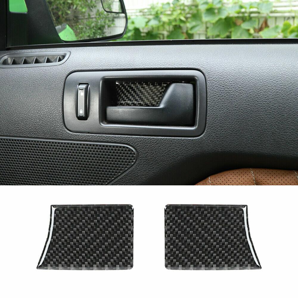Inner Door Handle Bowl Trim Decal Sticker For Ford Mustang 2009-13 Carbon Fiber