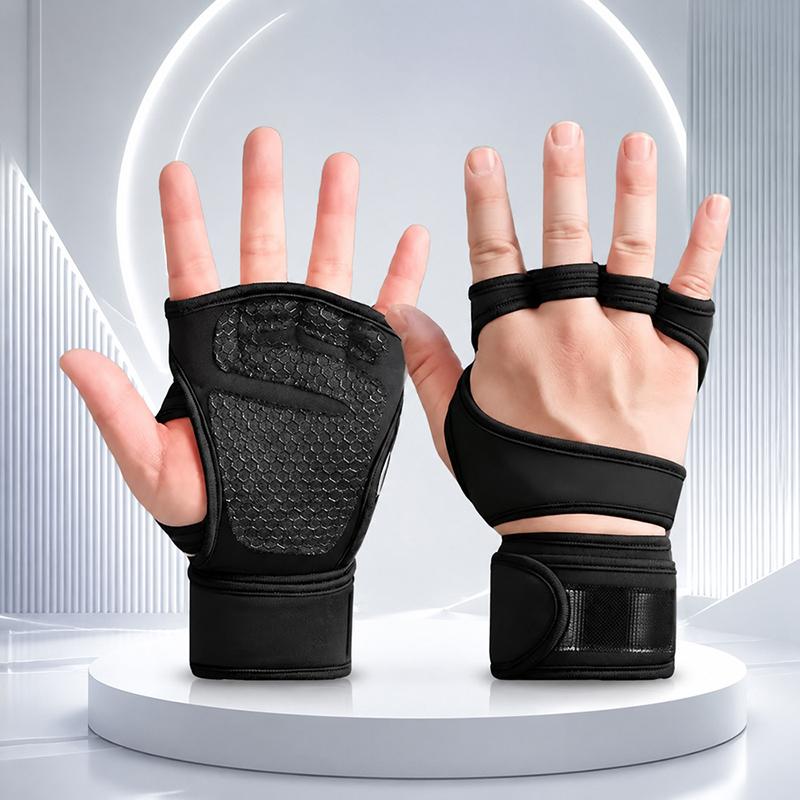 Breathable Polyester Weightlifting Gloves Half Finger Non-slip Wrist Protection for Home Gym Training
